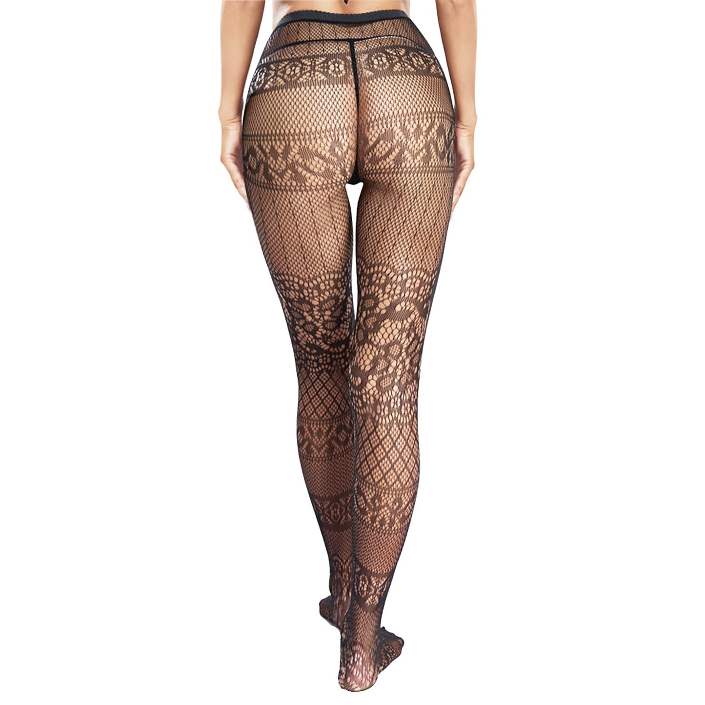 Geometric Patterned Fishnet & Lace Tights