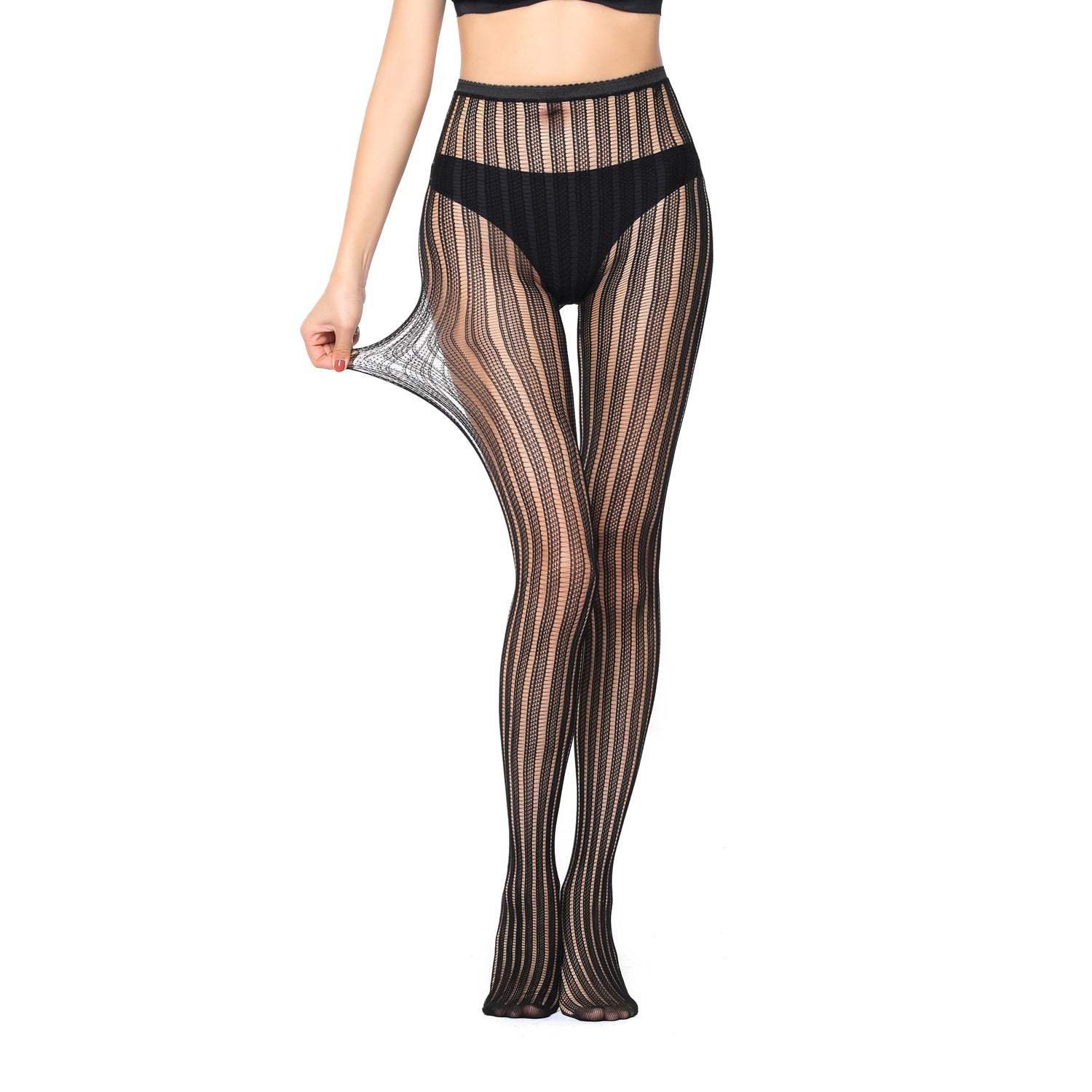 Striped Fishnet Pantyhose