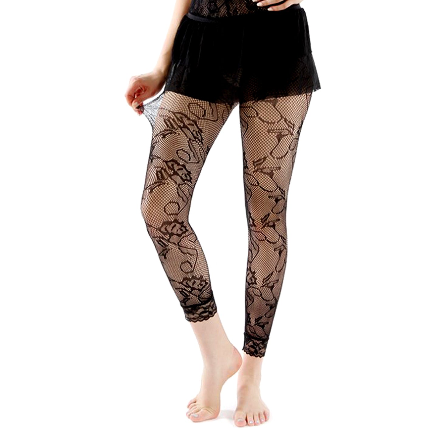 Abstract Floral Footless Fishnet Tights- Simply Joshimo