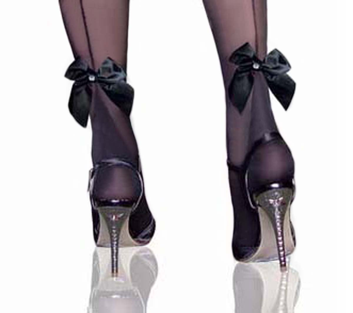 Sheer Black Bow Stockings- Simply Joshimo
