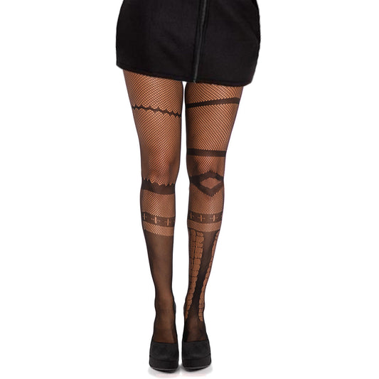 Woman's Halloween barbed wire patterned fishnet hosiery
