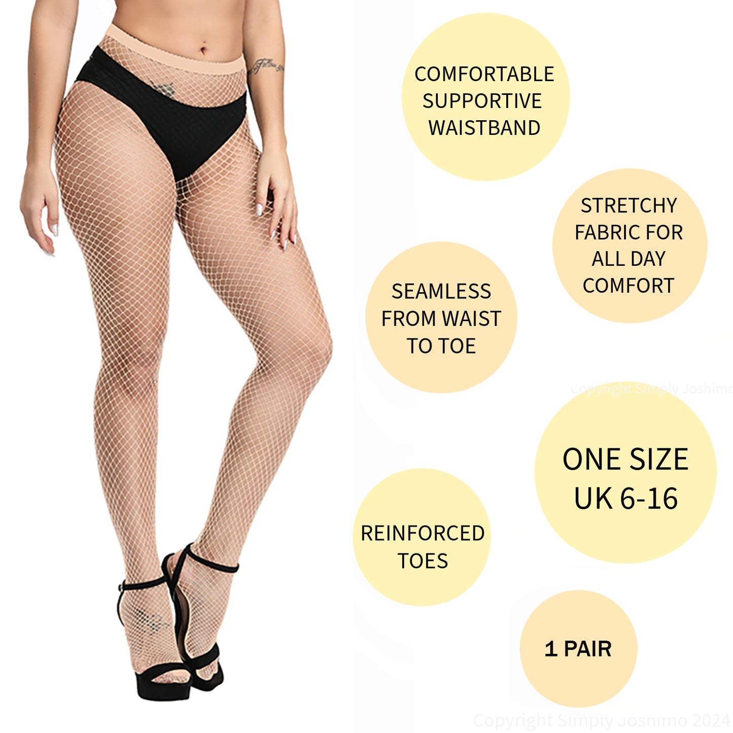 Natural Beige Coloured Fishnet Tights - Micro, Regular, Large or Whale Net - 1 Pair