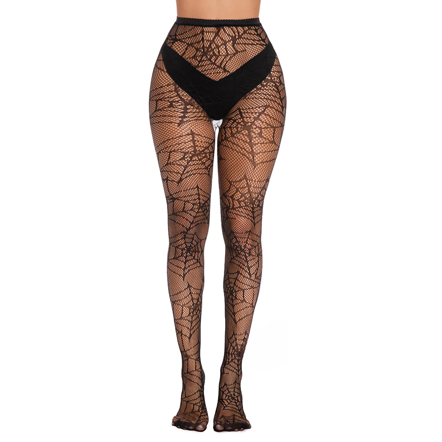 Black Spider Web Patterned Fishnet Tights - Simply Joshimo