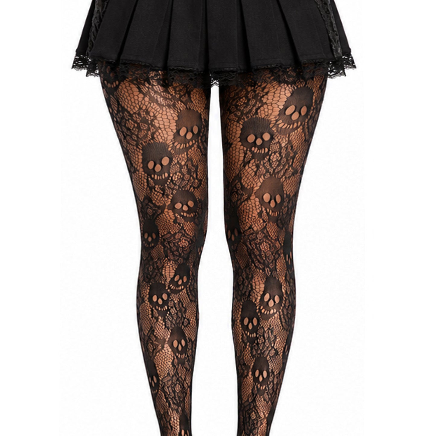Close up of skull print fashion hosiery