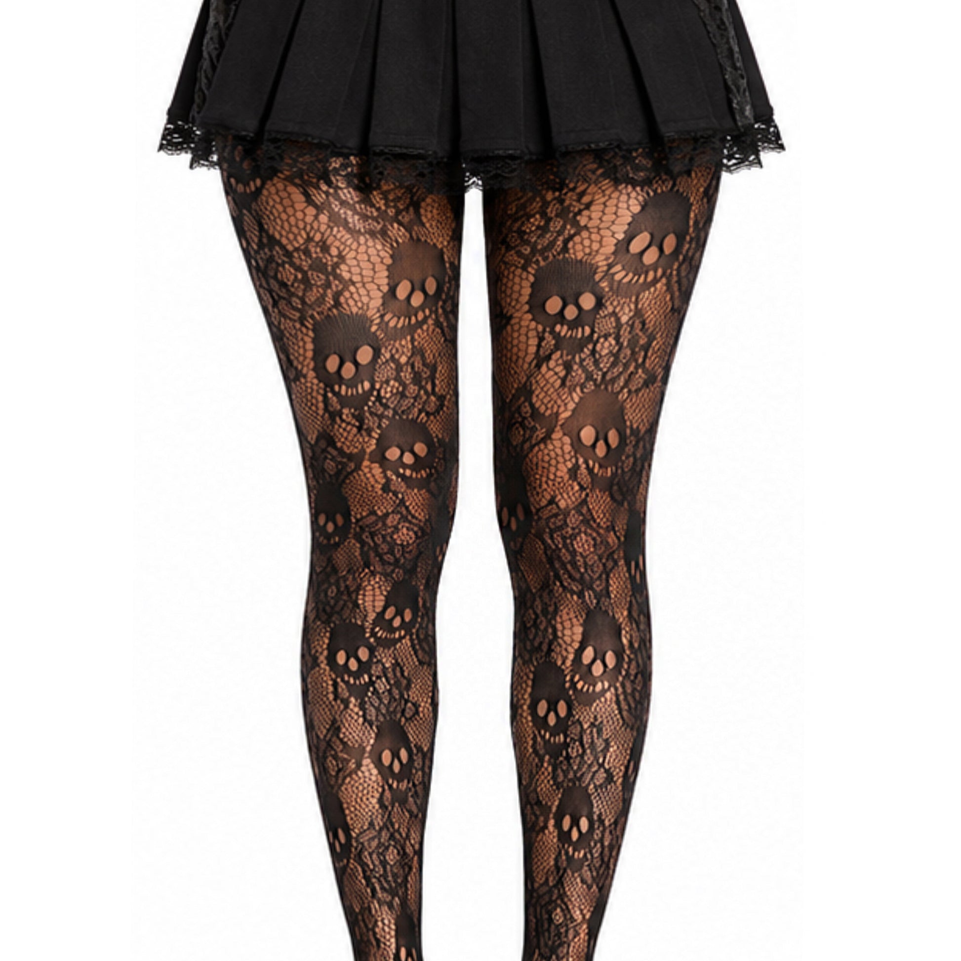 Close up of skull print fashion hosiery