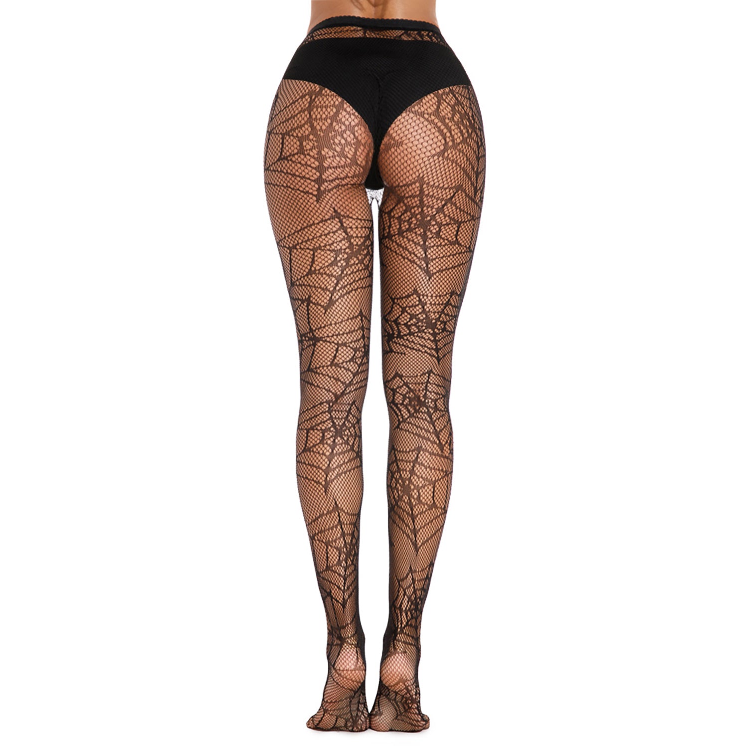 Black Spider Web Patterned Fishnet Tights - Simply Joshimo