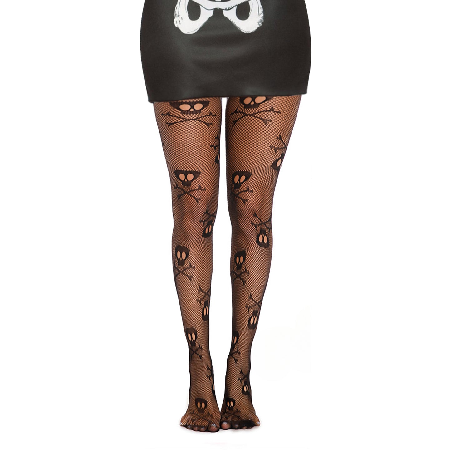 Skull And Cross Bones Lace Fishnet Tights