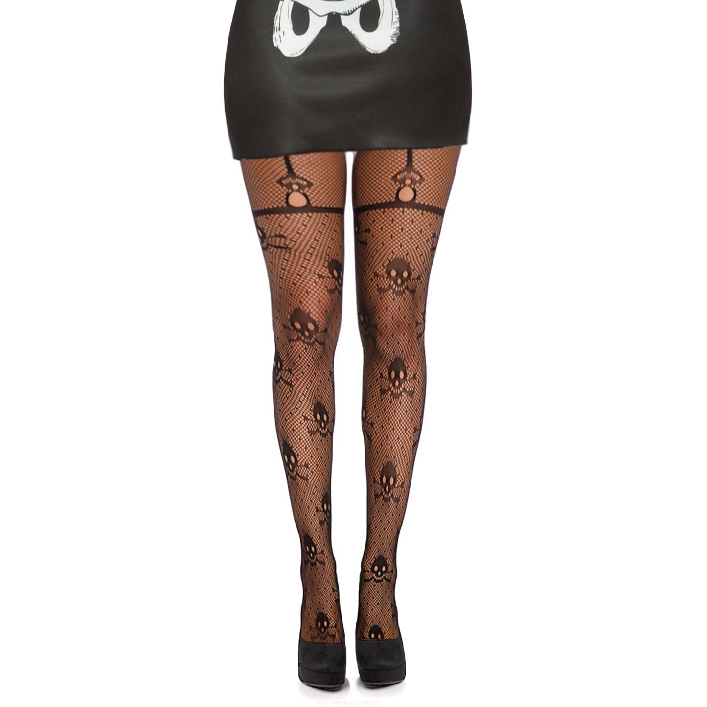 Black Halloween Skull Patterned Tights - Simply Joshimo