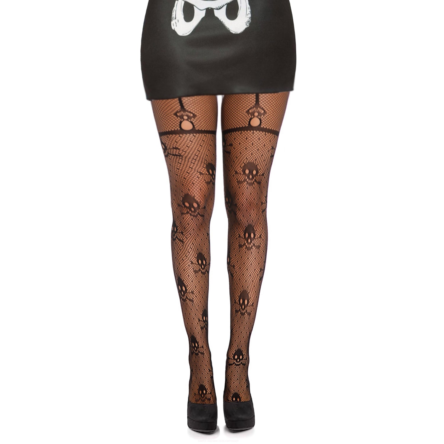 Black Halloween Skull Patterned Tights - Simply Joshimo
