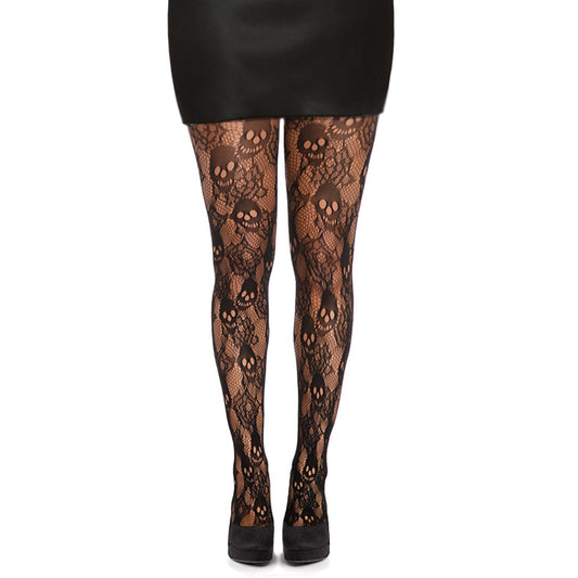 Halloween Skull Patterned Fishnet Tights Outfit - Simply Joshimo