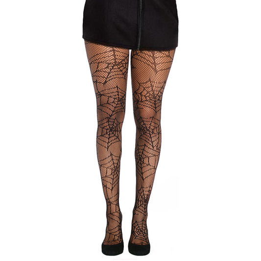 Black Spider Web Halloween Fishnet Tights - Simply Joshimo