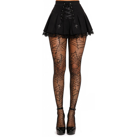 Women's black spider web fishnet tights outfit - Simply Joshimo