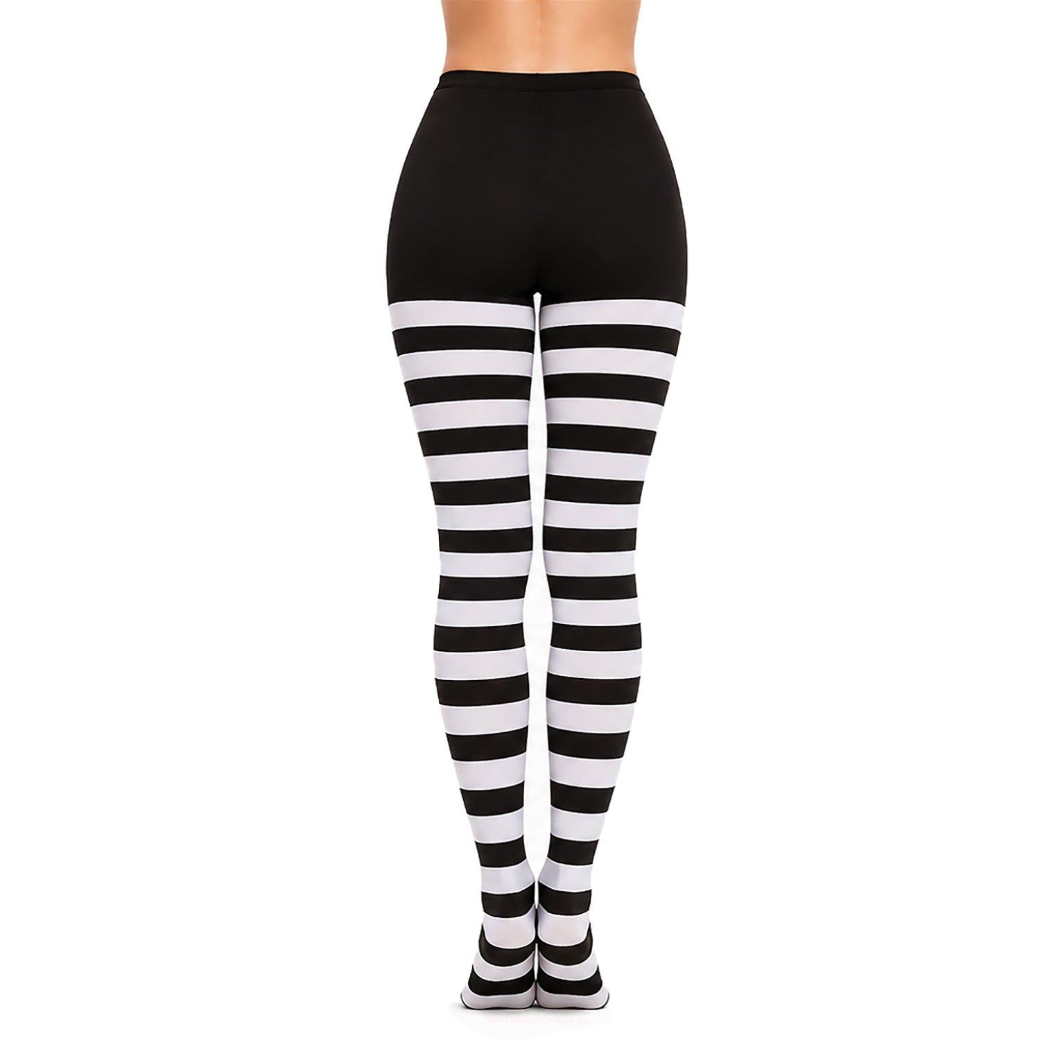 Black and white striped tights for cosplay and fancy dress wear