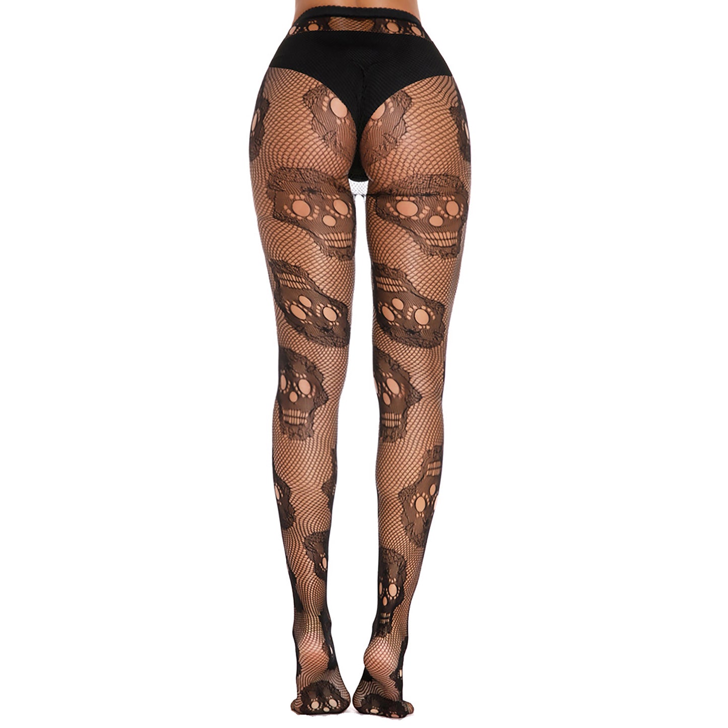 Black Gothic Skull Fishnet Tights - Simply Joshimo