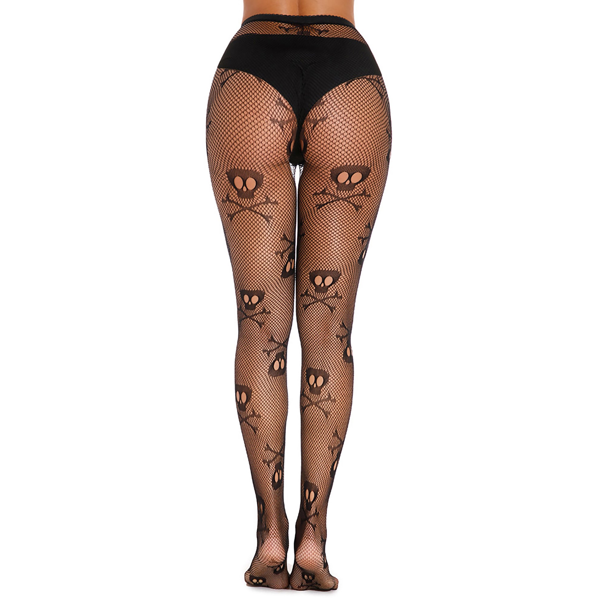 Simply Joshimo skull and crossbone Halloween fishnet tights