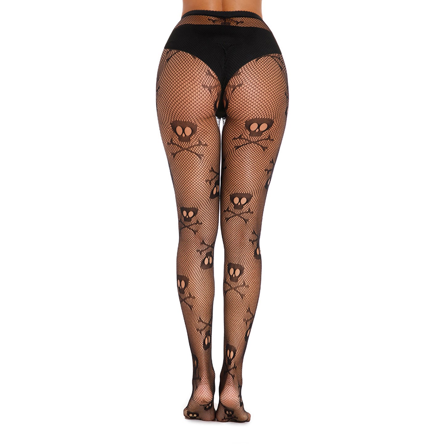 Skull And Cross Bones Lace Fishnet Tights