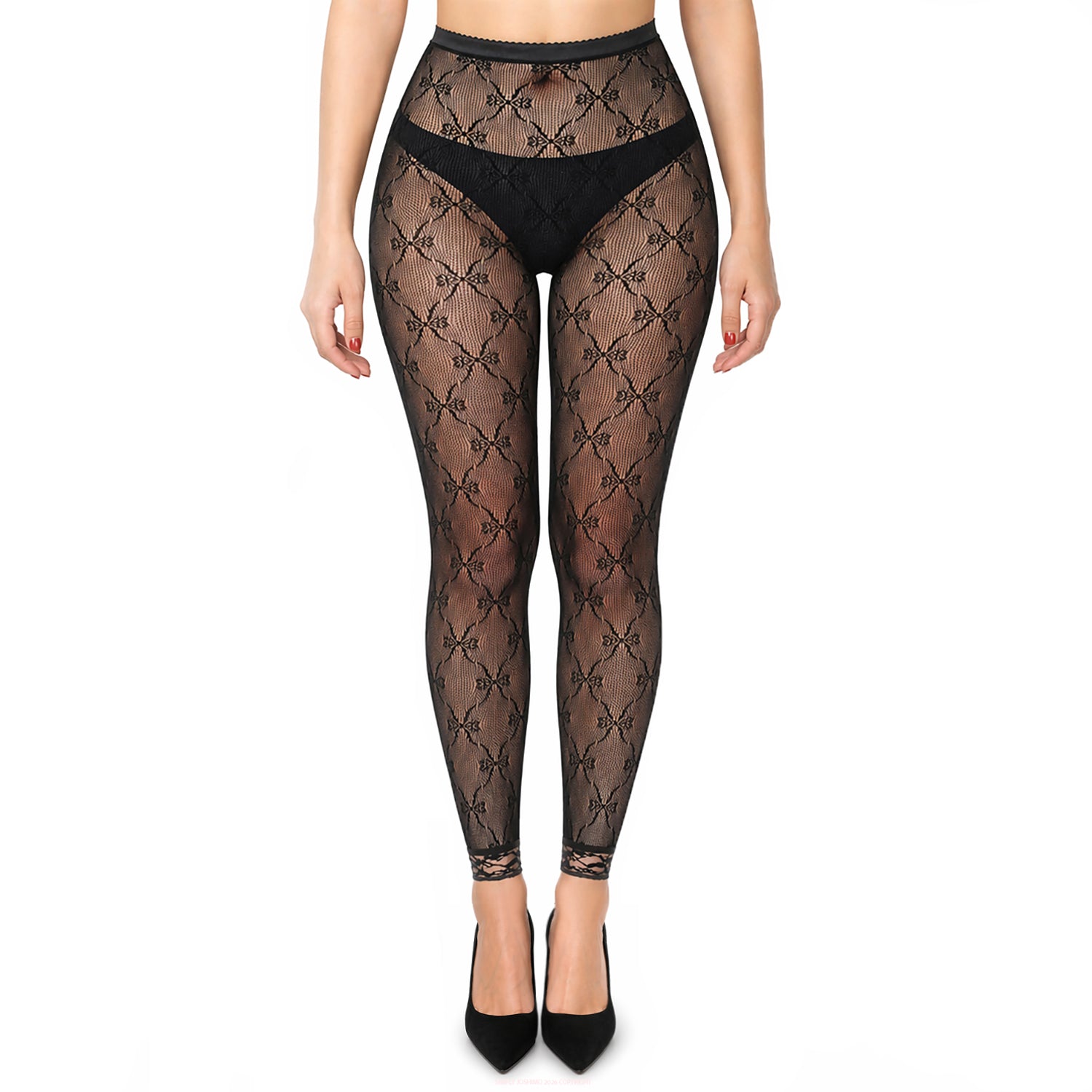 Womens black bow fashionable tights
