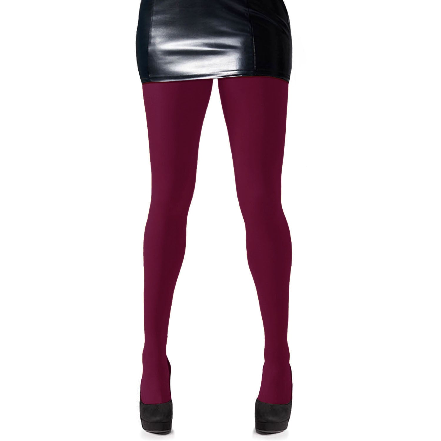 Ladies dark red coloured denier opaque hosiery - Simply Joshimo