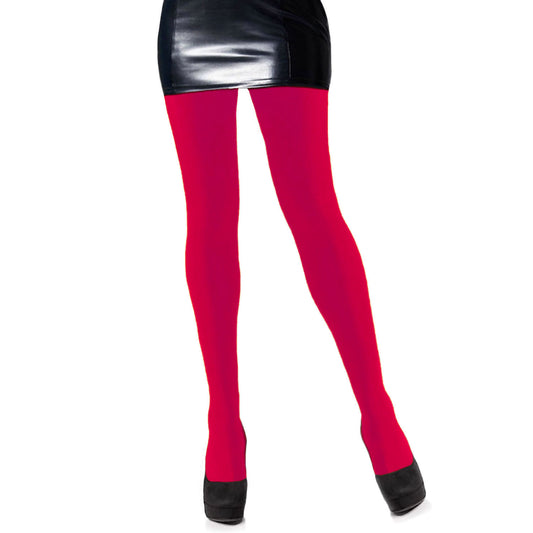 Womens Coloured Coral Red Opaque Tights - Simply Joshimo