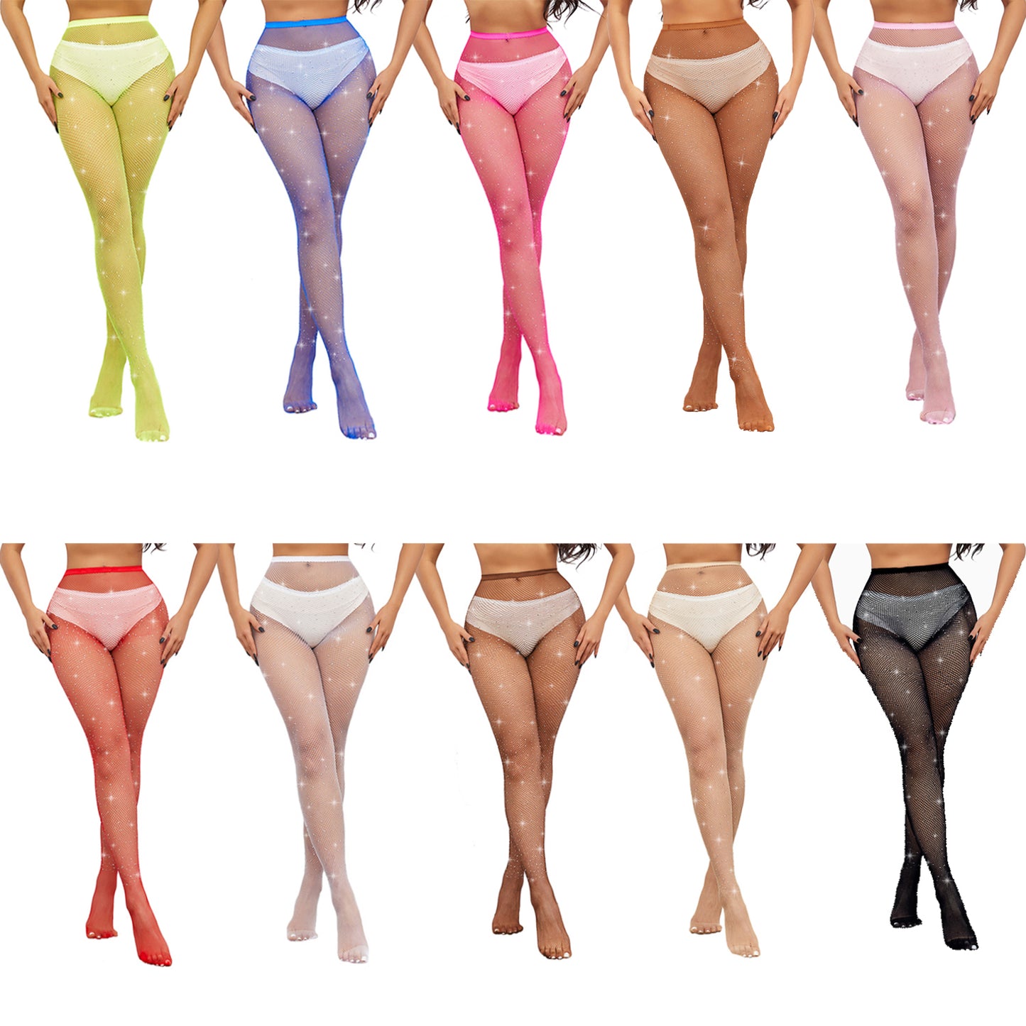 Women's coloured crystal fishnet festival tights- Simply Joshimo