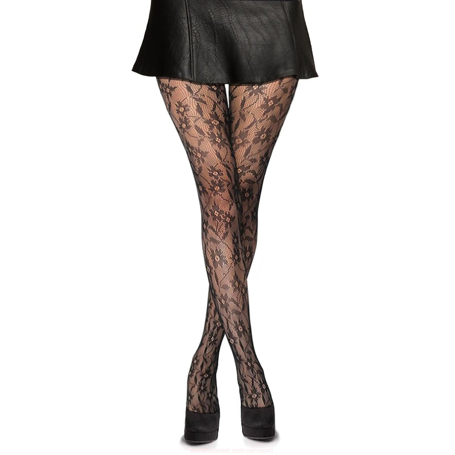 Simply Joshimo fishnet tights with a daisy flower pattern