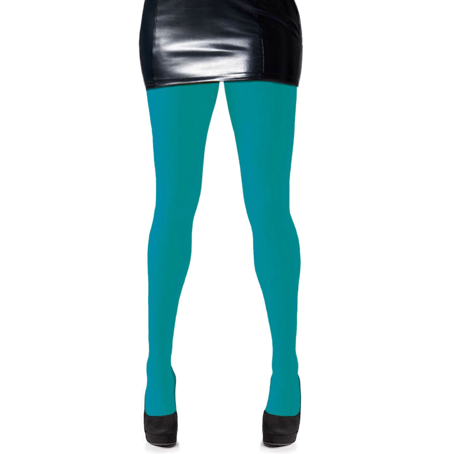 Womens dark turquoise coloured opaque tights - Simply Joshimo