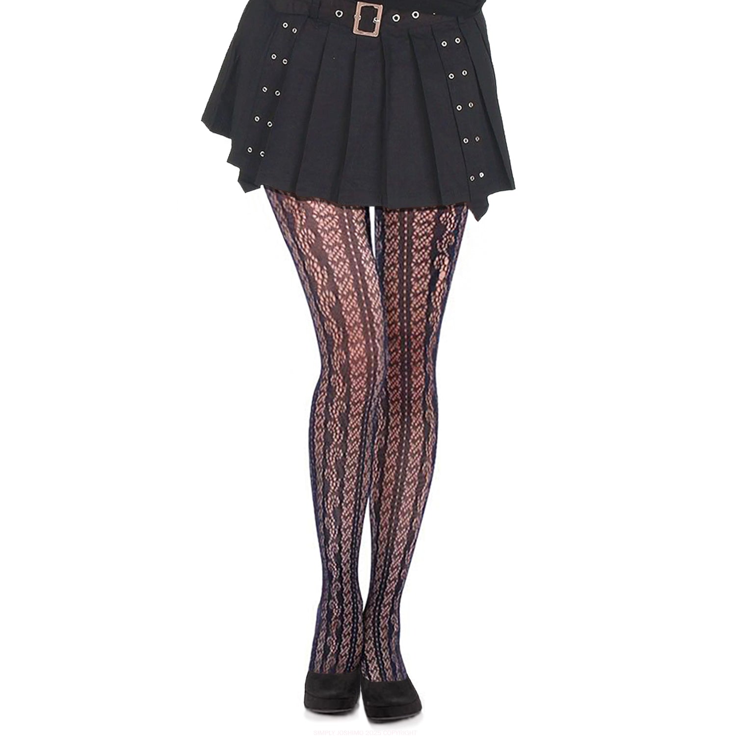 Fishnet Patterned Tights With Mini Skirt And Heels Simply Joshimo