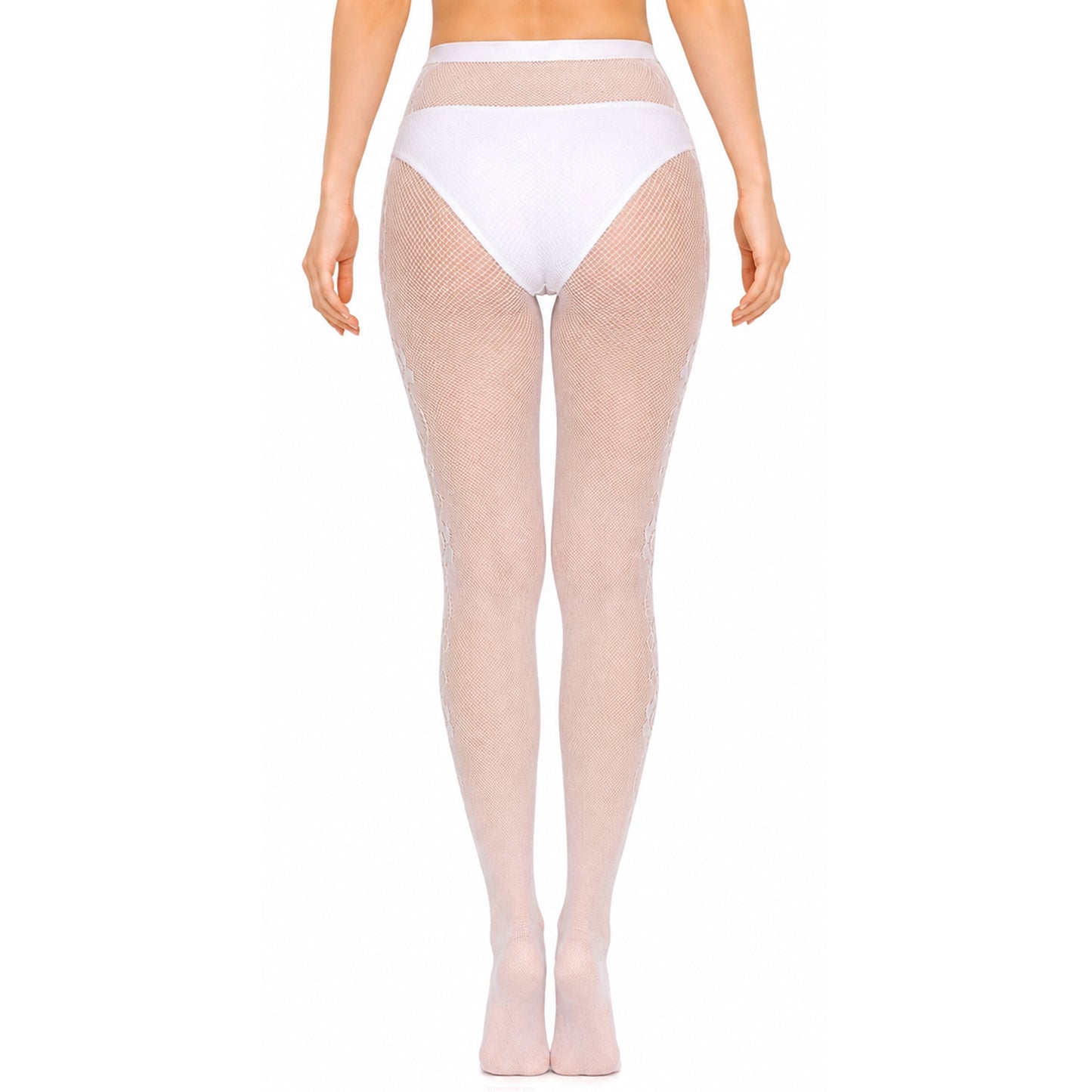 Floral Side Lace Fishnet Tights