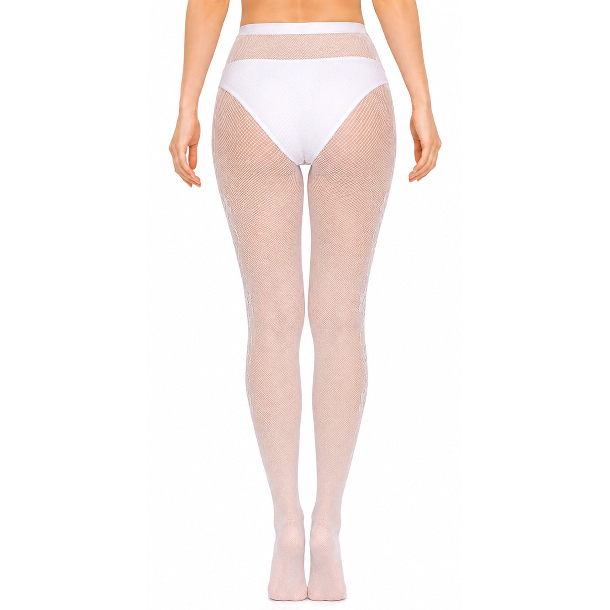 Floral Side Lace Fishnet Tights