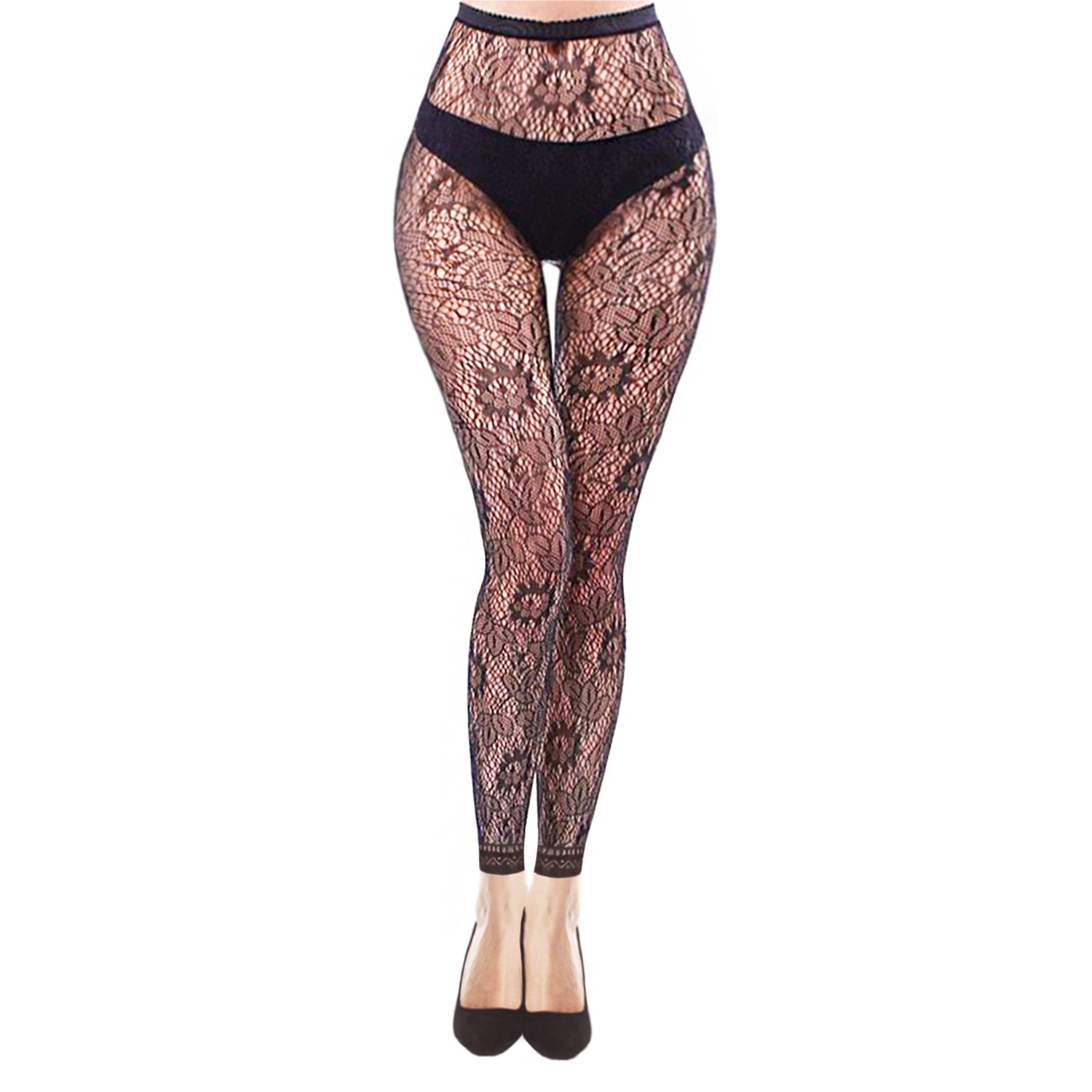 Flower Print Lace Fishnet Tights - Simply Joshimo