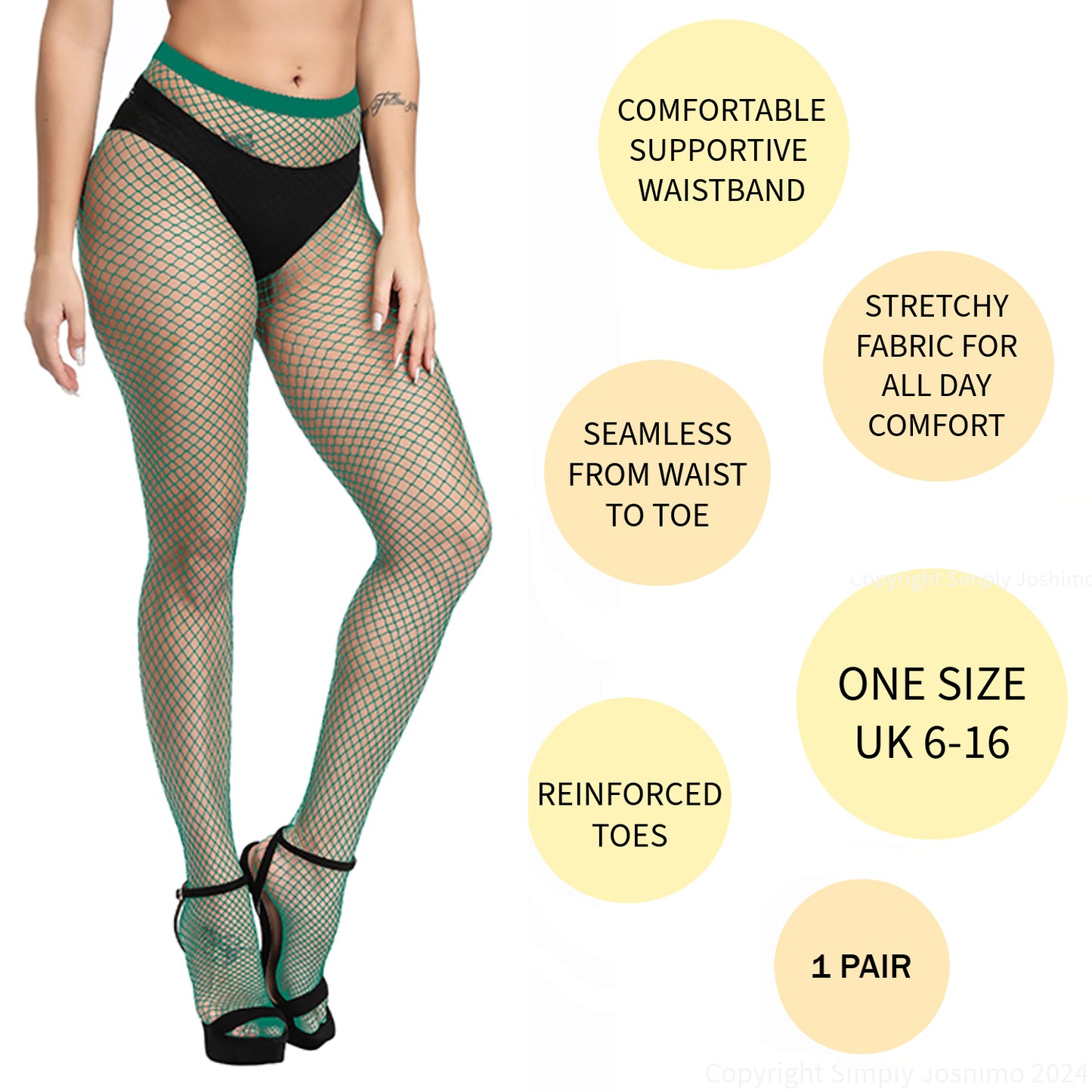 Green Coloured Fishnet Tights - Micro, Regular, Large, or Whale Net - 1 Pair
