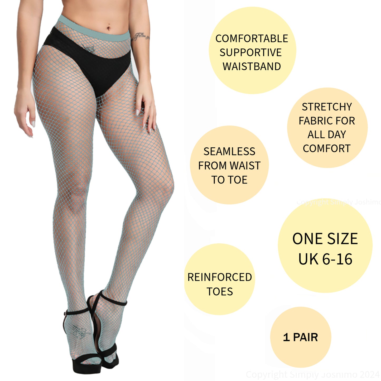 Grey Coloured Fishnet Tights - Micro, Regular, Large, or Whale Net - 1 Pair