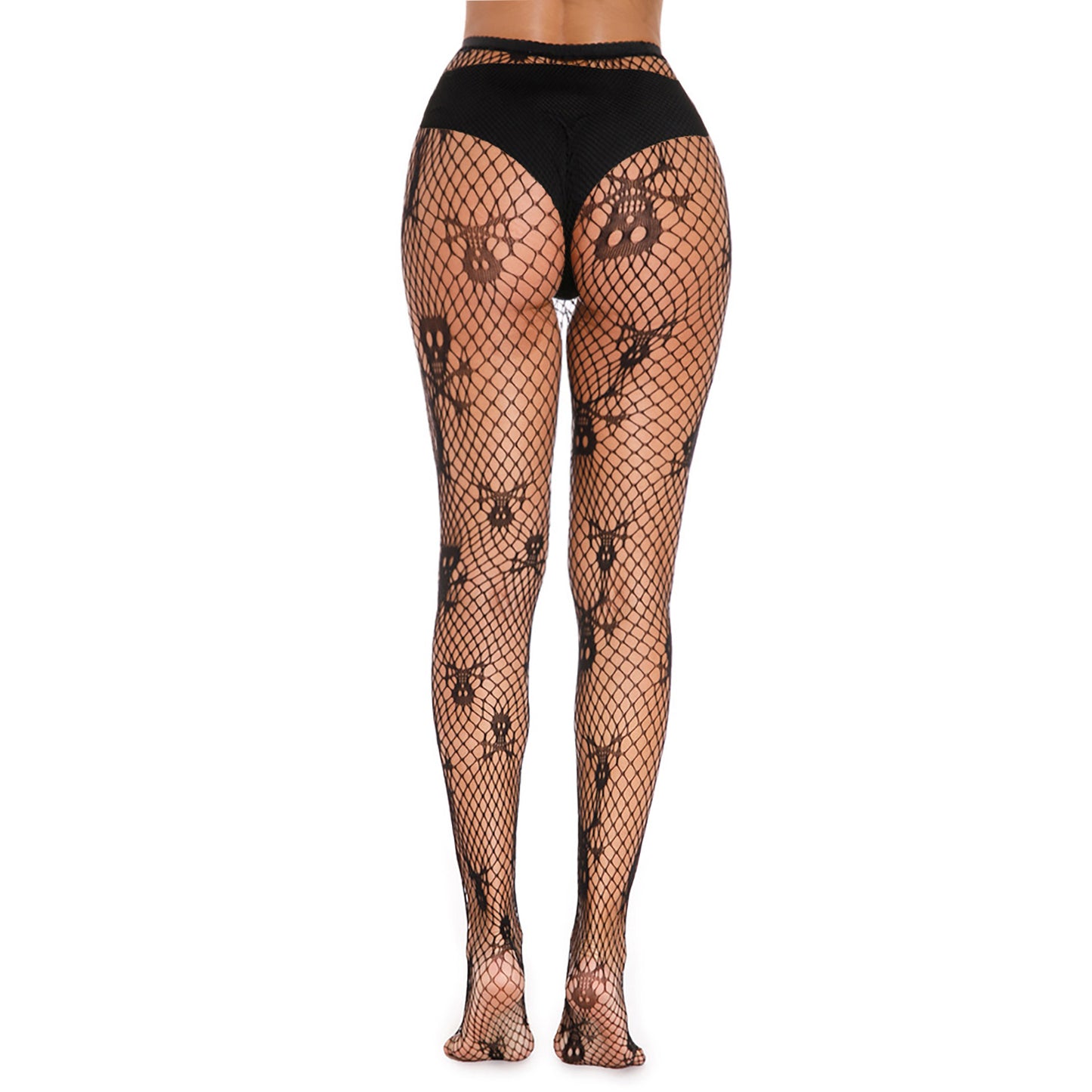 Skull And Cross Bone Fishnet Tights