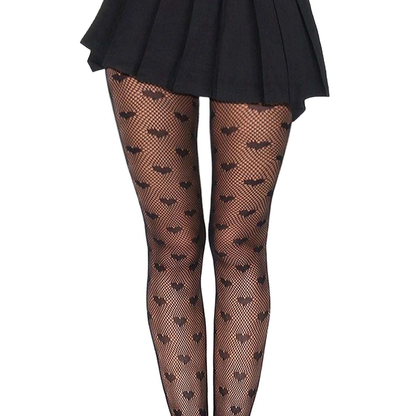 heart fishnet tights with mini skirt