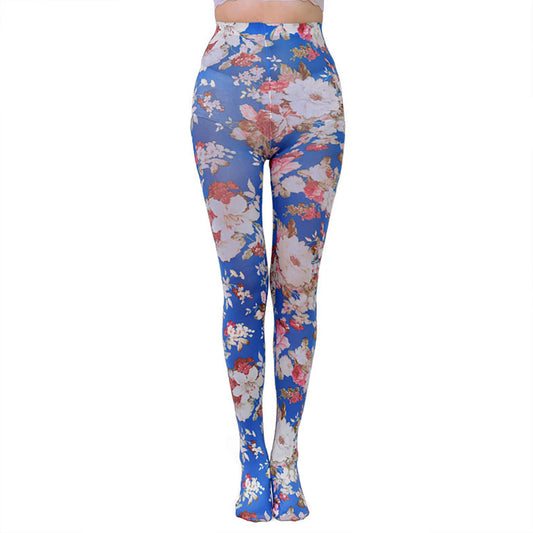 Women's floral lily and rose print tights - Simply Joshimo