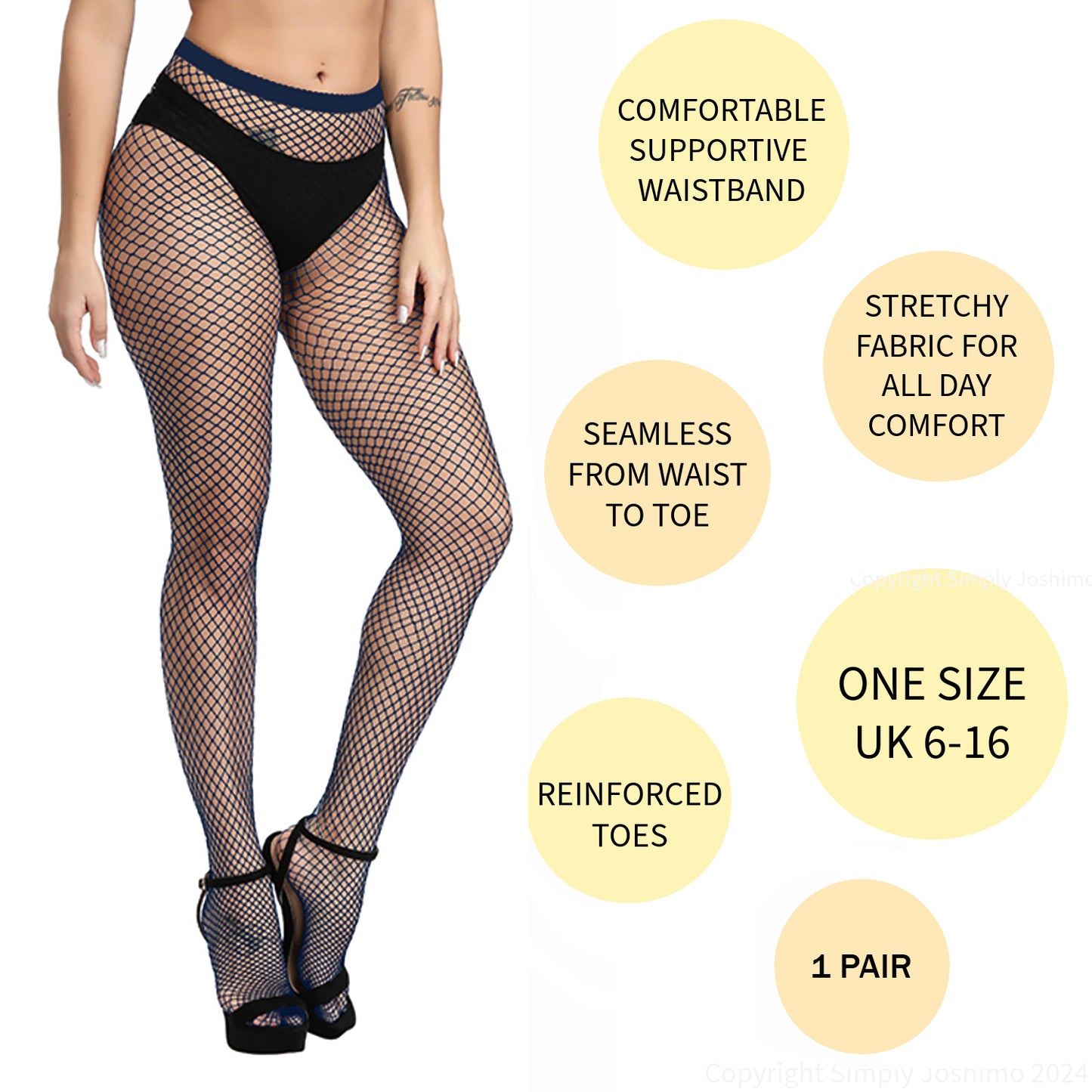Navy Blue Coloured Fishnet Tights - Micro, Regular, Large, or Whale Net - 1 Pair