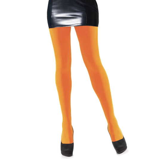 Womens neon orange coloured opaque tights - Simply Joshimo