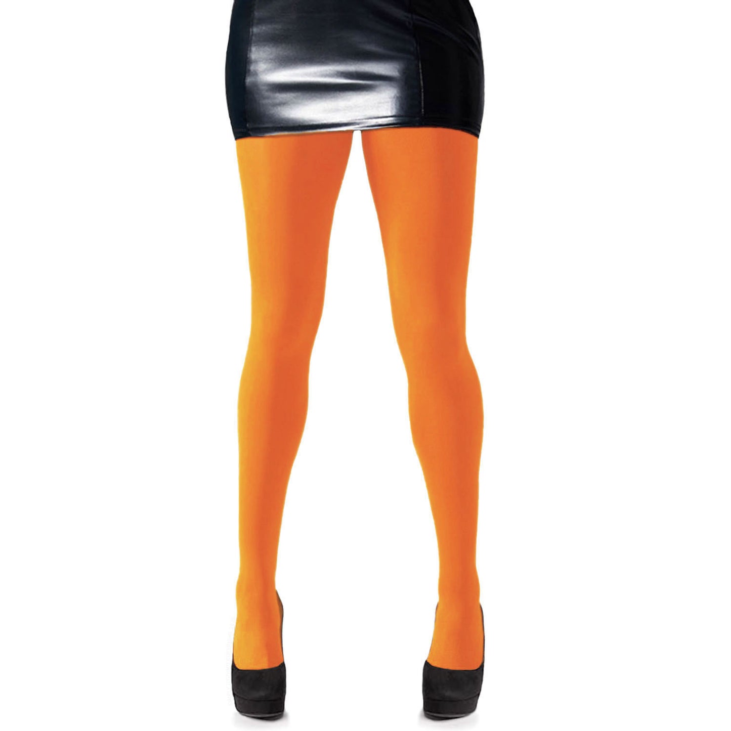 Ladies bright orange opaque festival tights - Simply Joshimo