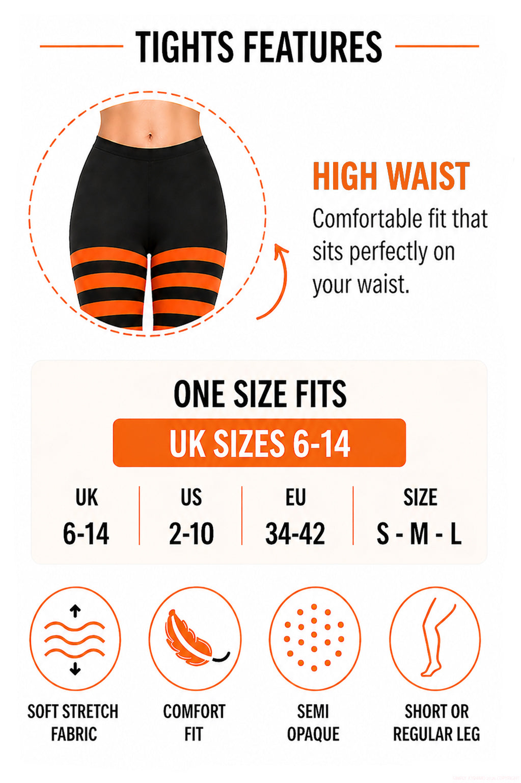 High waist orange and black striped tights