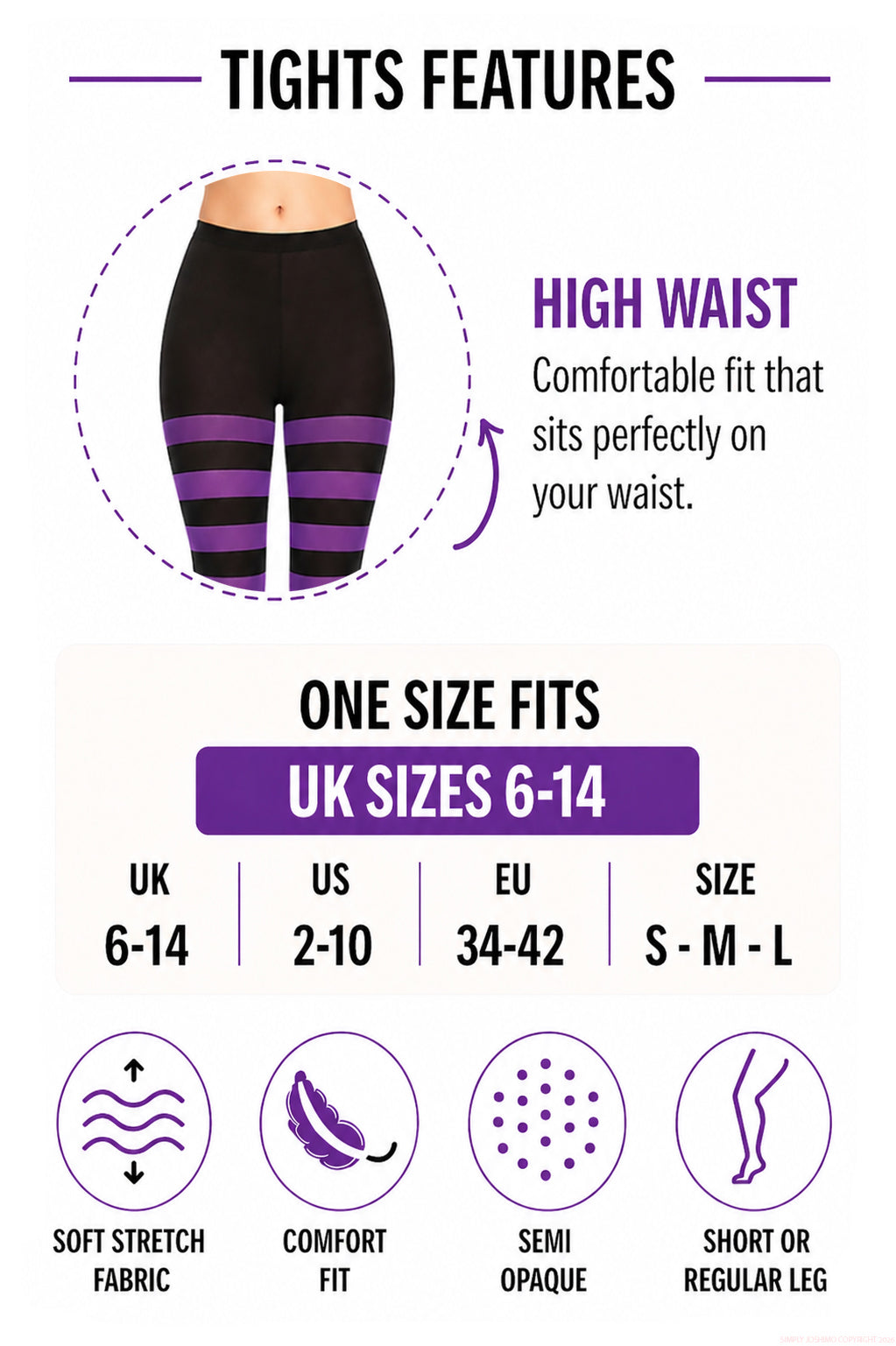 High waist purple and black striped tights