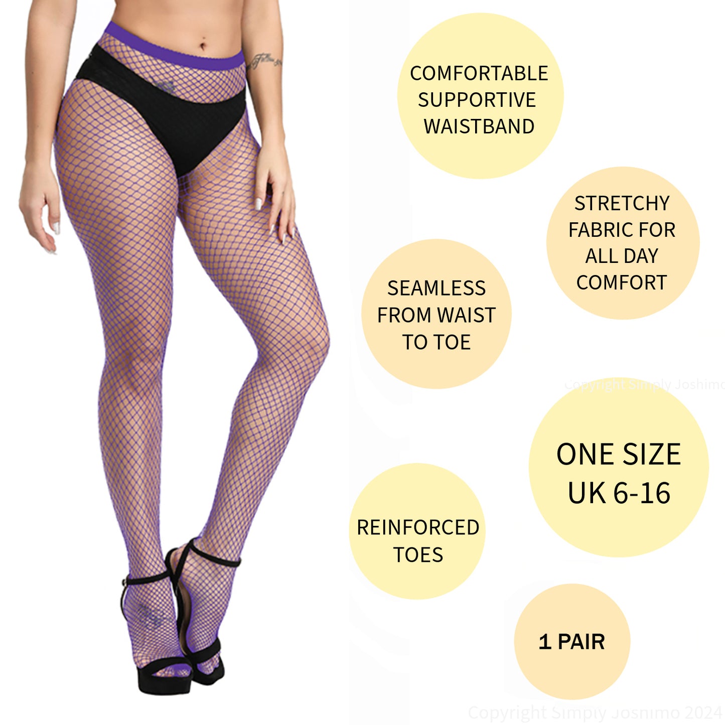 Neon Purple Coloured Fishnet Tights - Micro, Regular, Large or Whale Net - 1 Pair