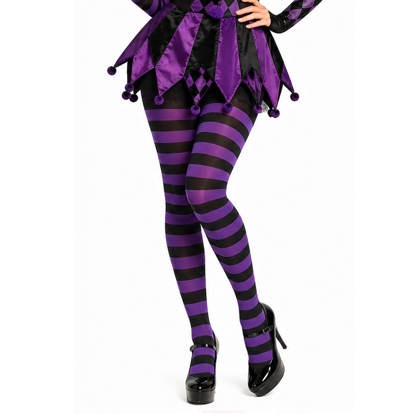 Purple and Black striped tights for Halloween fancy dress