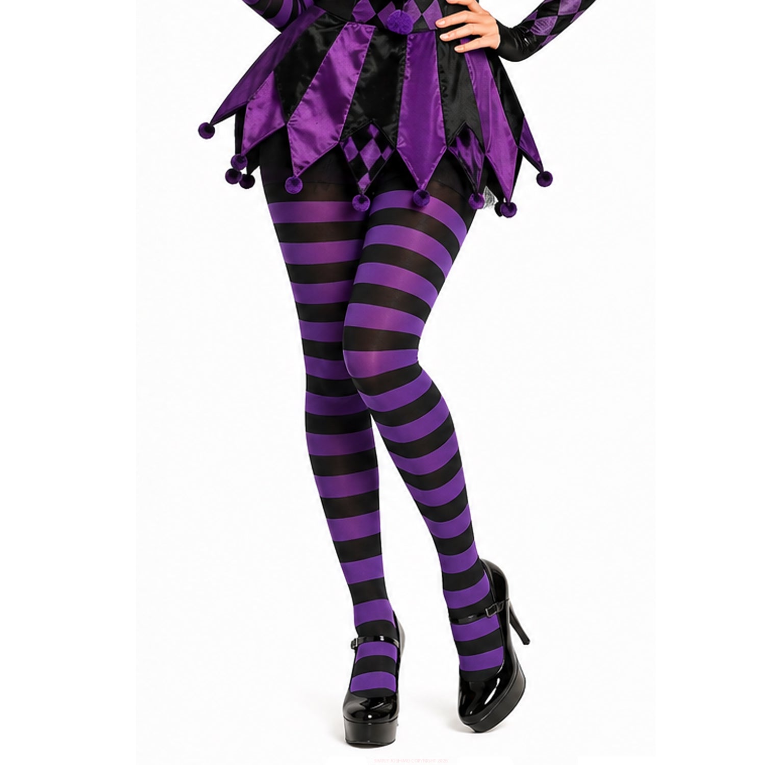 Purple and Black striped tights for Halloween fancy dress