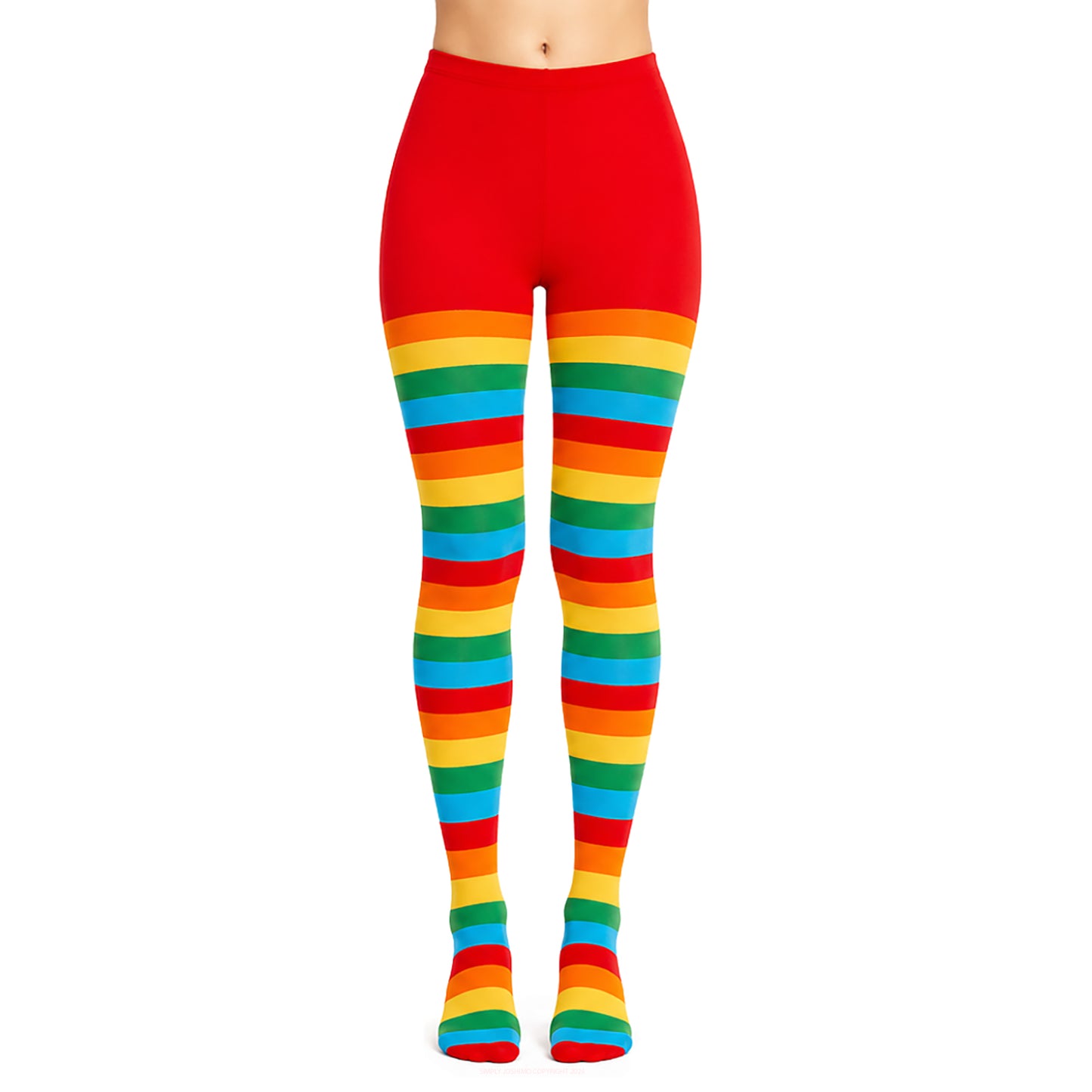 Soft stretch rainbow striped tights for fancy dress outfits -Simply Joshimo