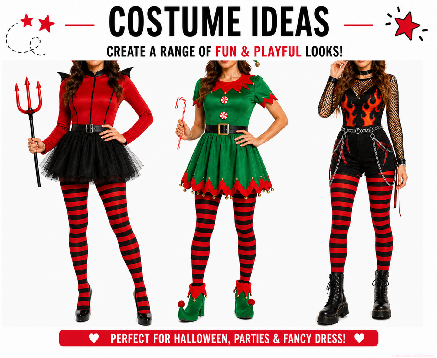 Red and black striped tights costume ideas