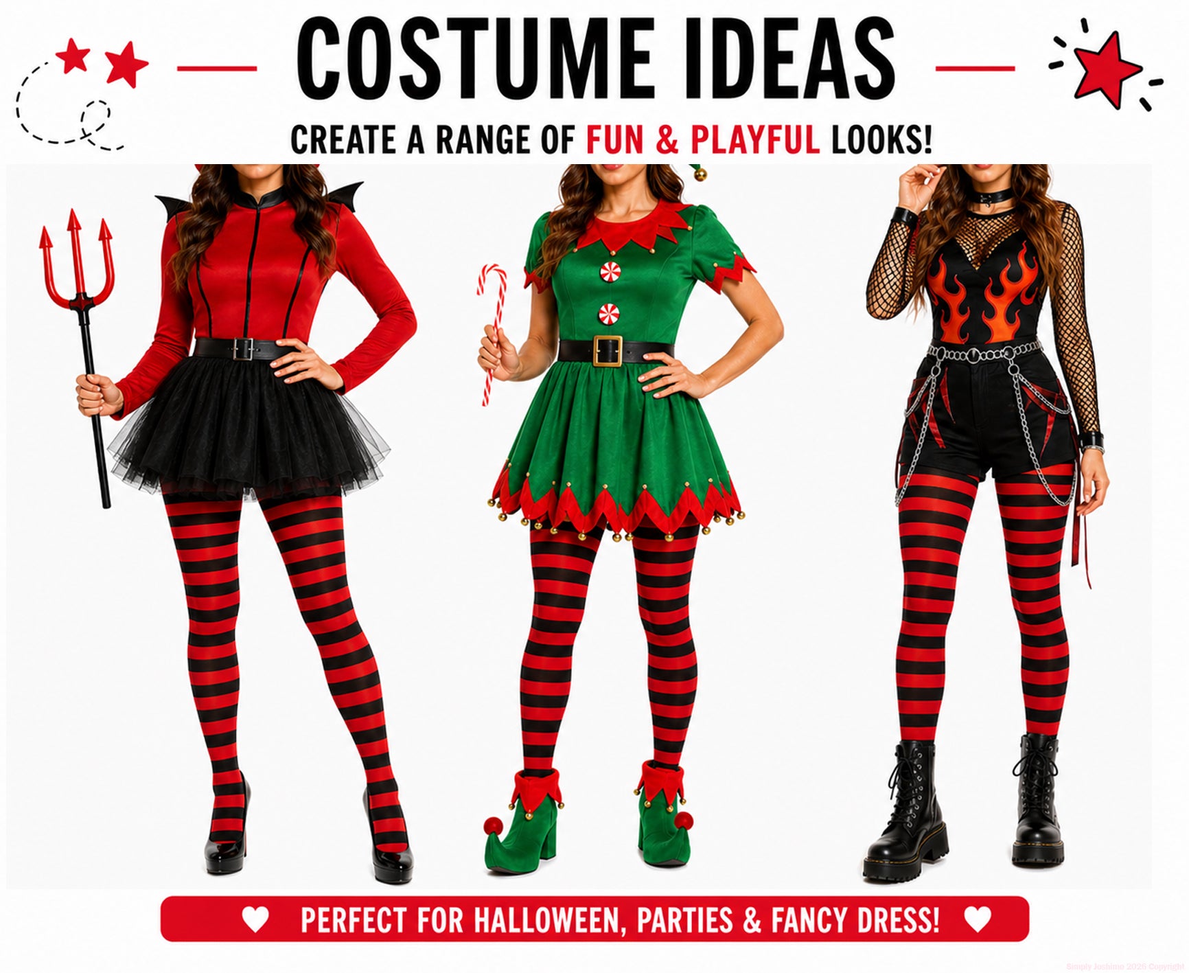 Red and black striped tights costume ideas