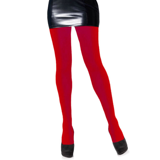 Womens Red Coloured Opaque Tights - Simply Joshimo