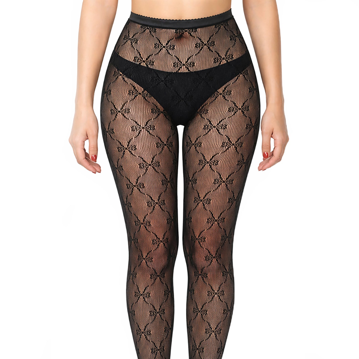 Close Up of the Ribbon Bow Pattern Hosiery