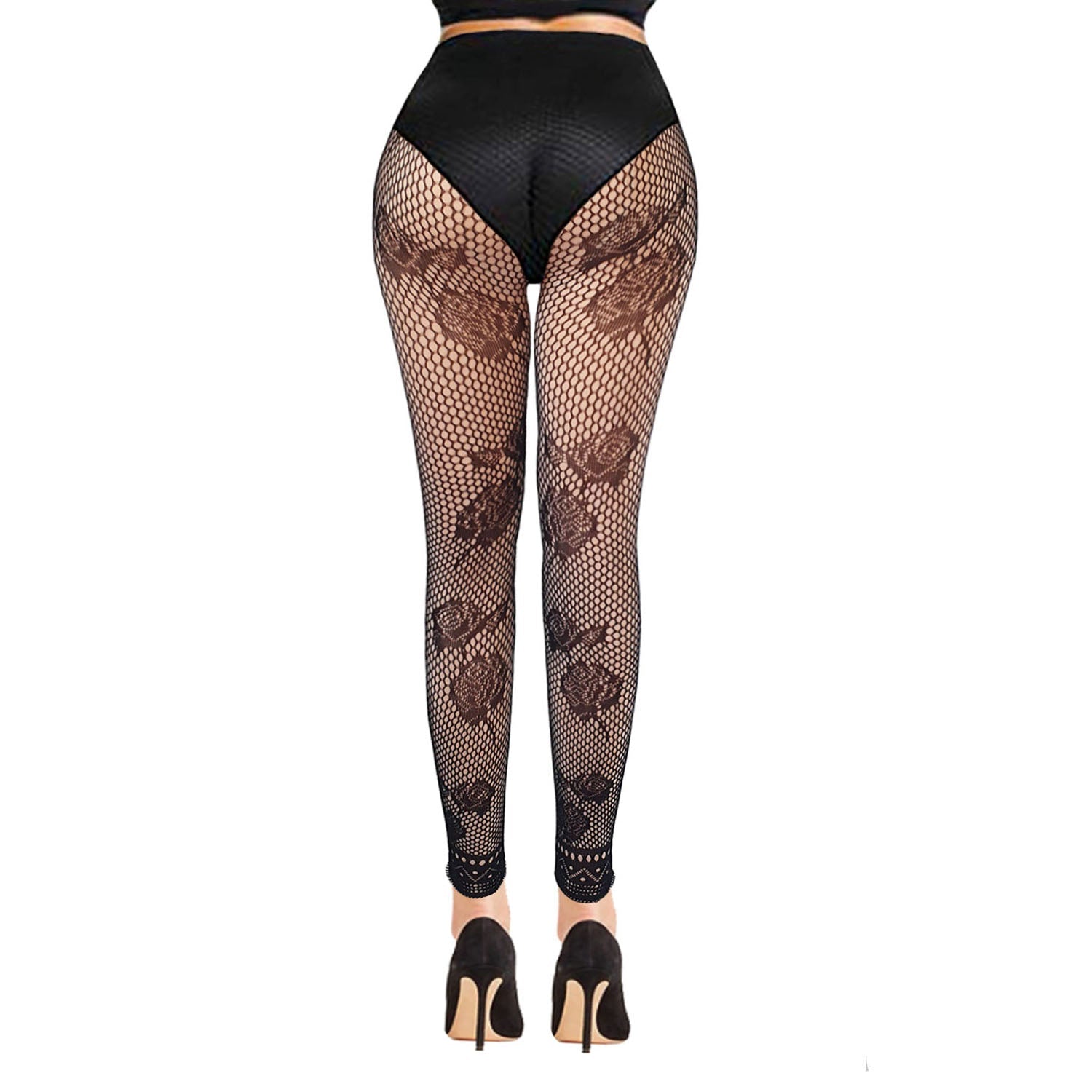 Bold Rose Footless Fishnet Tights- Simply Joshimo