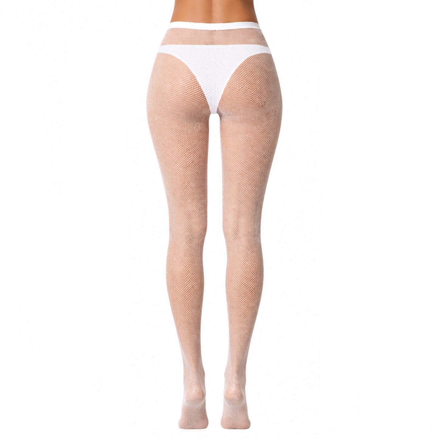Coquette inspired white mesh tights with seam detail
